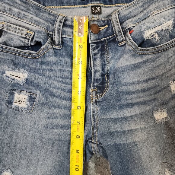 Judy Blue Jeans Womens 3 26 Blue Skinny Camo Ripped Distress Stretch Denim EUC - Picture 10 of 12